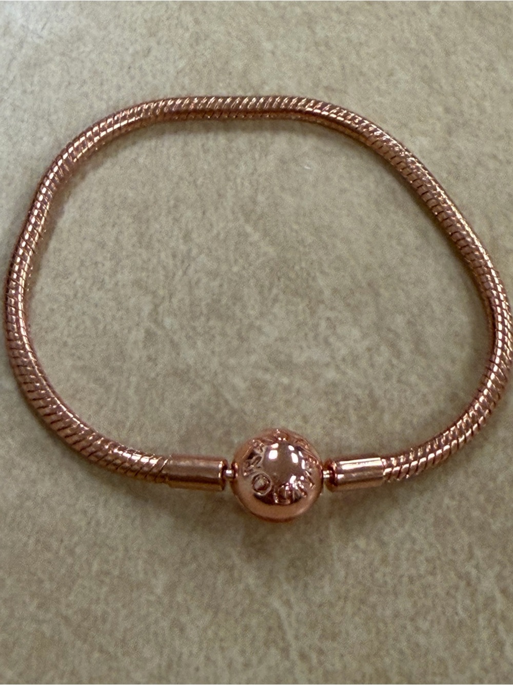 Pandora Rose Gold Snake Chain Bracelet Globe Clasp 7 inches new new new no box - Picture 4 of 5